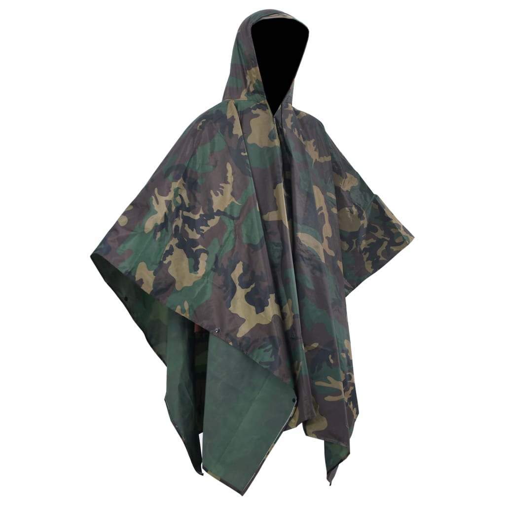 Poncho para a chuva impermeável campismo/caminhadas camuflagem – Image 3
