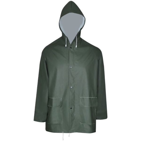 Fato de chuva resistente e impermeável + capuz verde, 2 pcs, L – Image 3