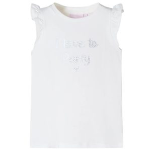 T-shirt p/ criança manga com folhos branco 140
