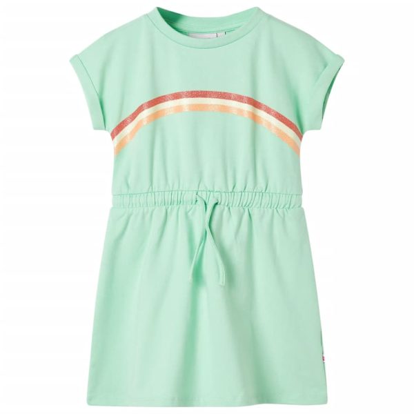 Vestido de criança com cordão verde brilhante 104