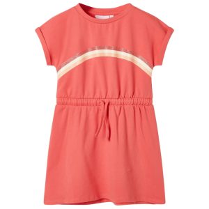Vestido de criança com cordão cor coral 128