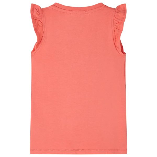 T-shirt para criança manga com folhos cor coral 104 – Image 2