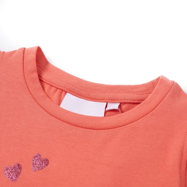 T-shirt para criança manga com folhos cor coral 104 – Image 3