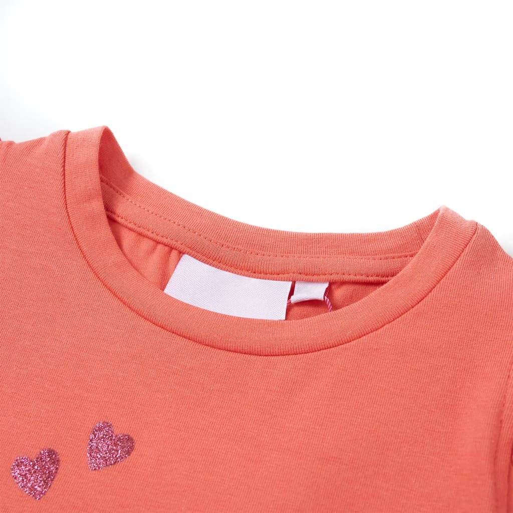 T-shirt para criança manga com folhos cor coral 116 – Image 3