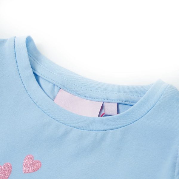T-shirt para criança manga com folhos azul-claro 128 – Image 3