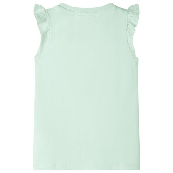 T-shirt para criança manga com folhos verde-suave 140 – Image 2