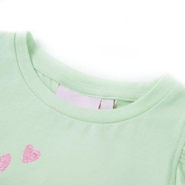 T-shirt para criança manga com folhos verde-suave 140 – Image 3