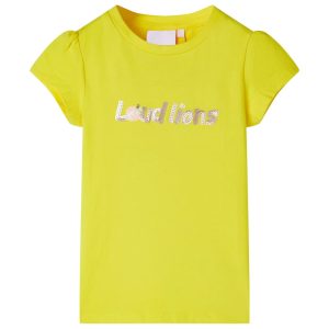 T-shirt de manga curta para criança amarelo-brilhante 116