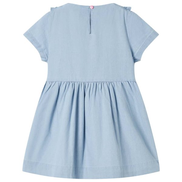 Vestido de criança com folhos azul-suave 140 – Image 2