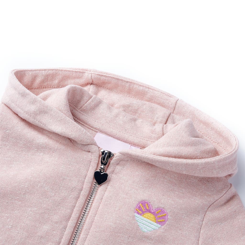 Sweatshirt para criança com capuz e fecho mistura de rosa claro 104 – Image 3