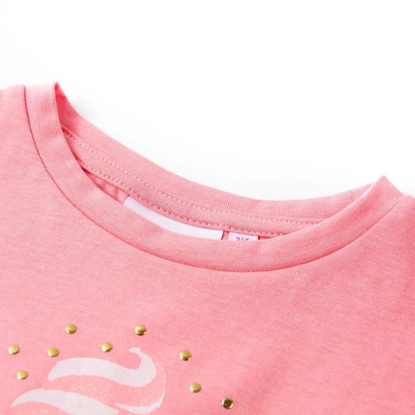 T-shirt de criança rosa-brilhante fluorescente 92 – Image 3