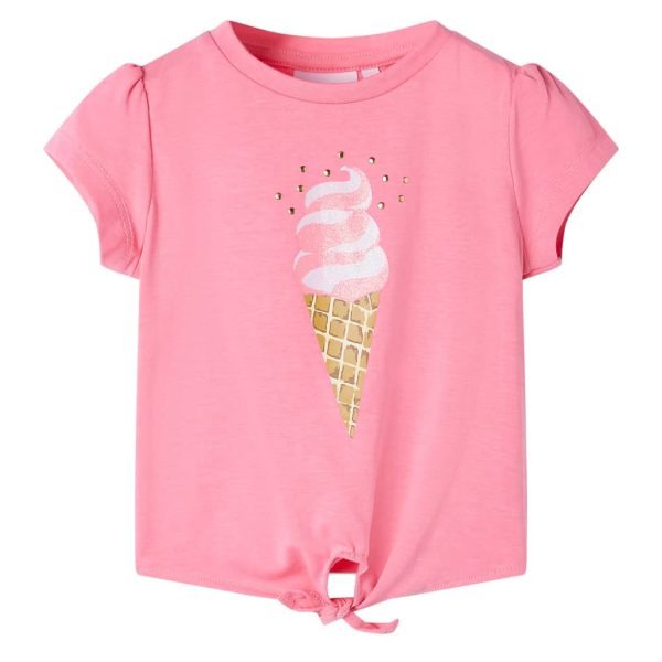 T-shirt de criança rosa-brilhante fluorescente 128