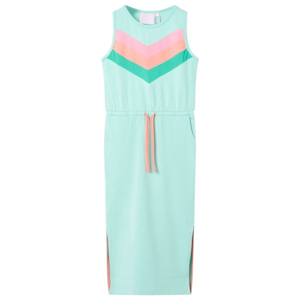 Vestido de criança com cordão menta-claro 104