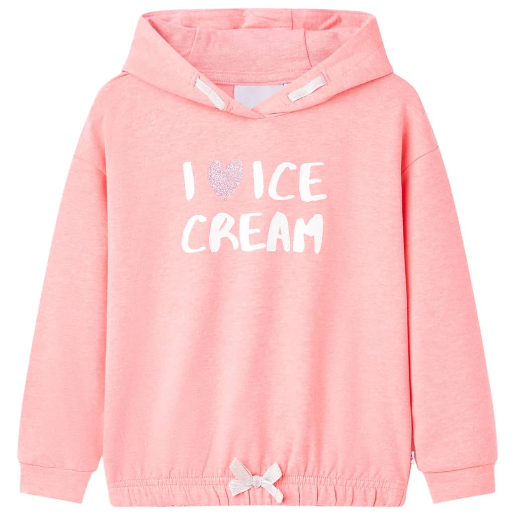 Sweatshirt para criança com capuz rosa-brilhante 128