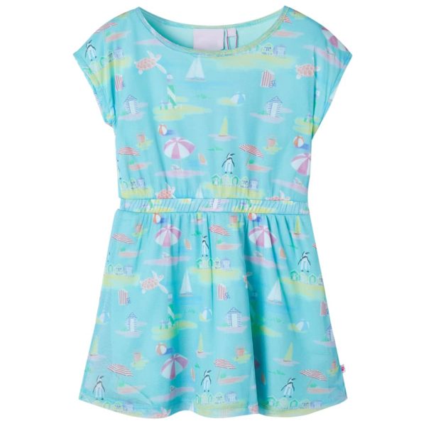 Vestido para criança ciano-claro 140