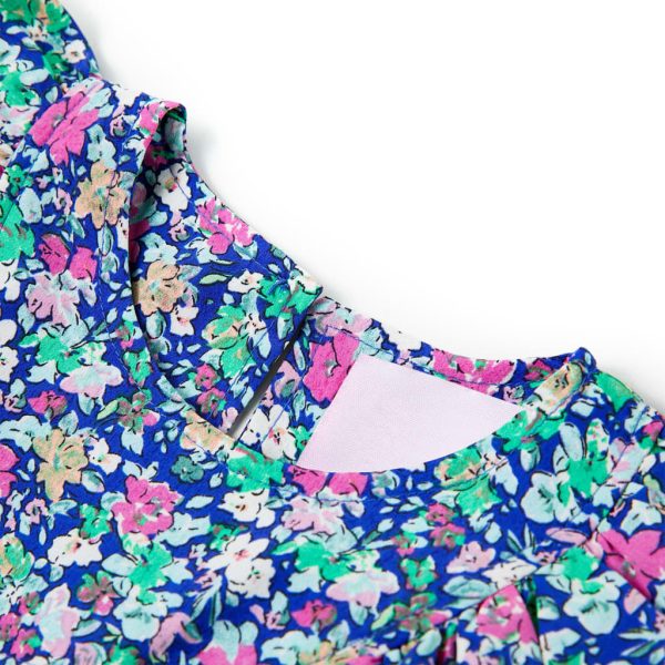 Vestido de manga com folhos para criança azul-cobalto 92 – Image 3