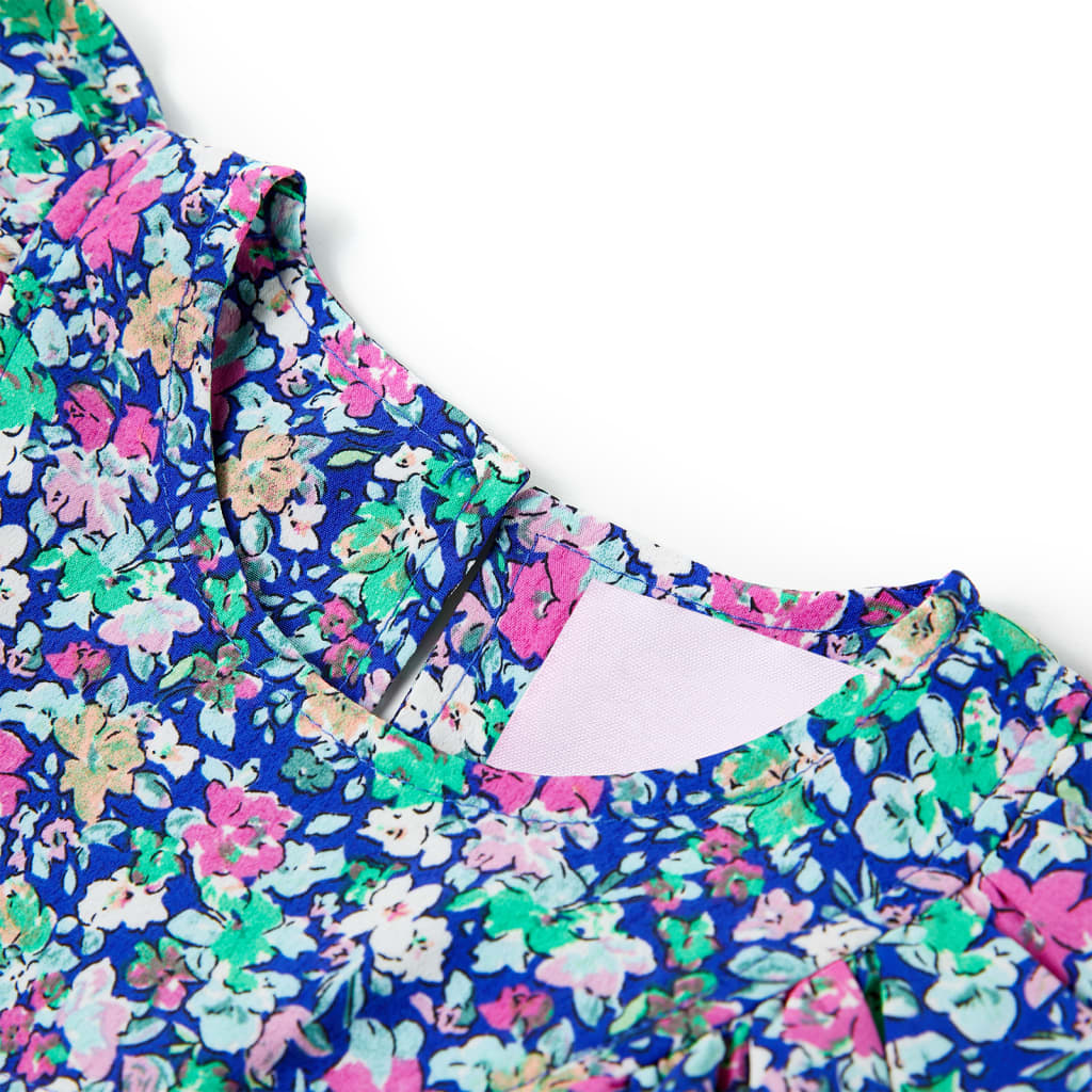 Vestido de manga com folhos para criança azul-cobalto 128 – Image 3