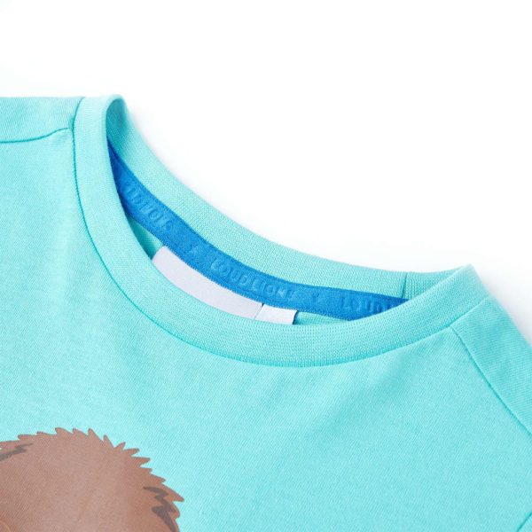 T-shirt de manga curta para criança ciano 92 – Image 3