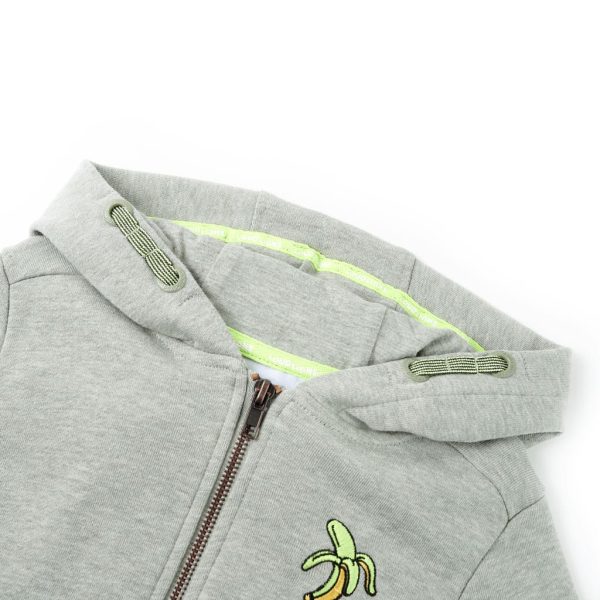 Sweatshirt para criança com capuz e fecho caqui-claro mesclado 116 – Image 3