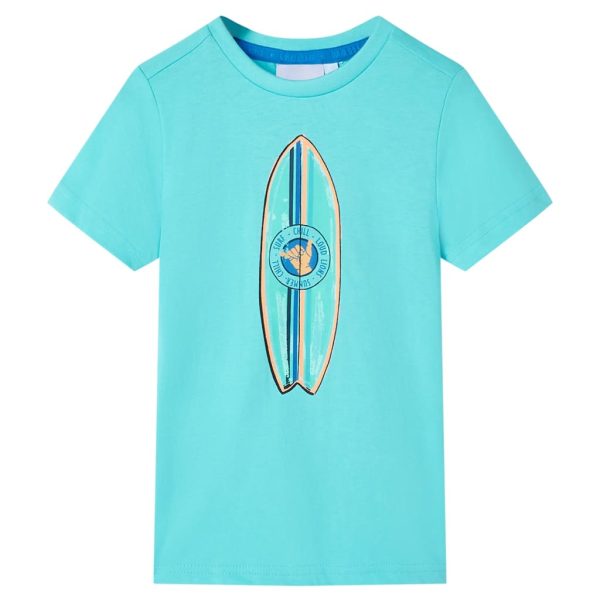 T-shirt de manga curta para criança ciano 140
