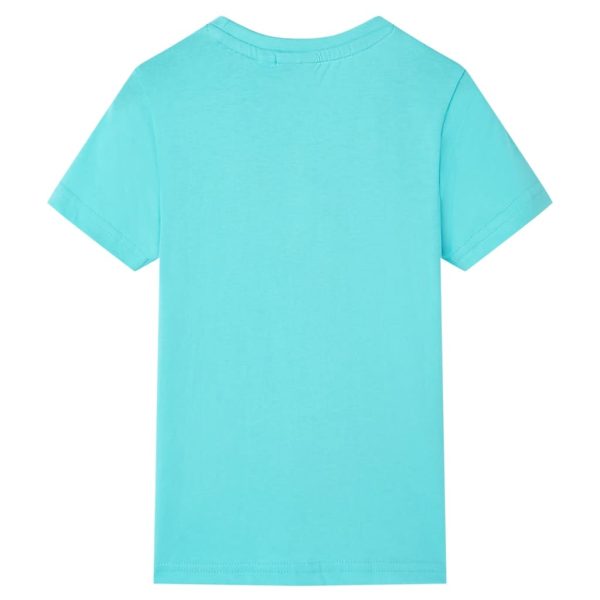 T-shirt de manga curta para criança ciano 140 – Image 2