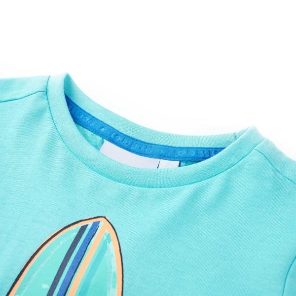 T-shirt de manga curta para criança ciano 140 – Image 3