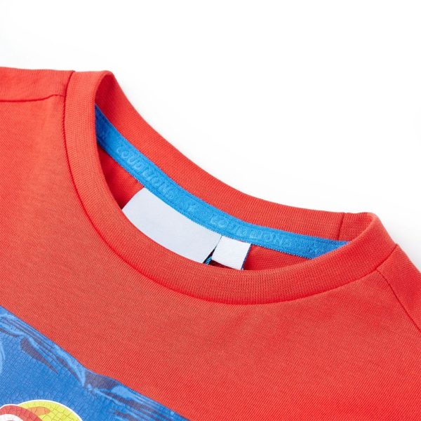 T-shirt de manga curta para criança vermelho 92 – Image 3