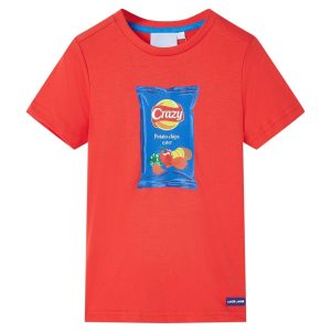T-shirt de manga curta para criança vermelho 140