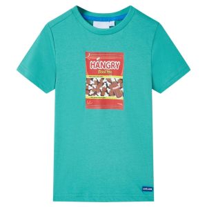 T-shirt infantil com mangas curtas menta-escuro 116