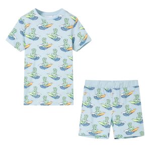 Pijama de manga curta para criança azul-claro 104