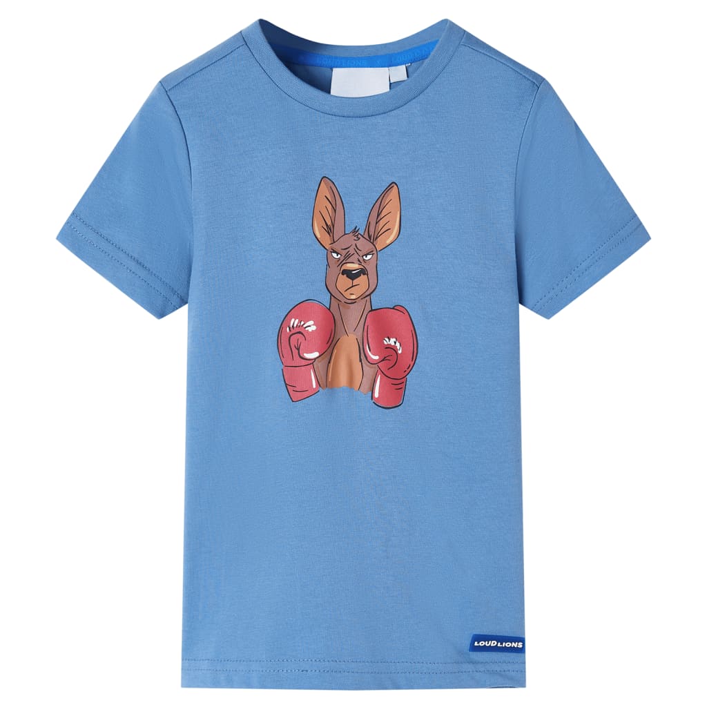 T-shirt infantil com mangas curtas azul-médio 140