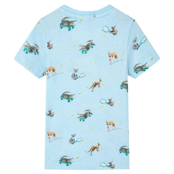 T-shirt para criança azul-claro mesclado 128 – Image 2