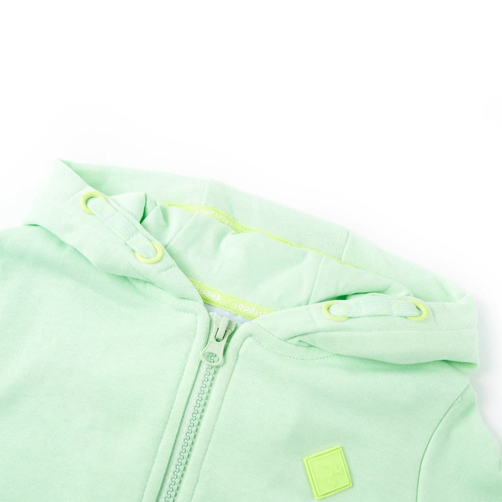 Sweatshirt para criança com capuz e fecho verde-brilhante 92 – Image 3