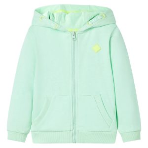 Sweatshirt para criança com capuz e fecho verde-brilhante 104