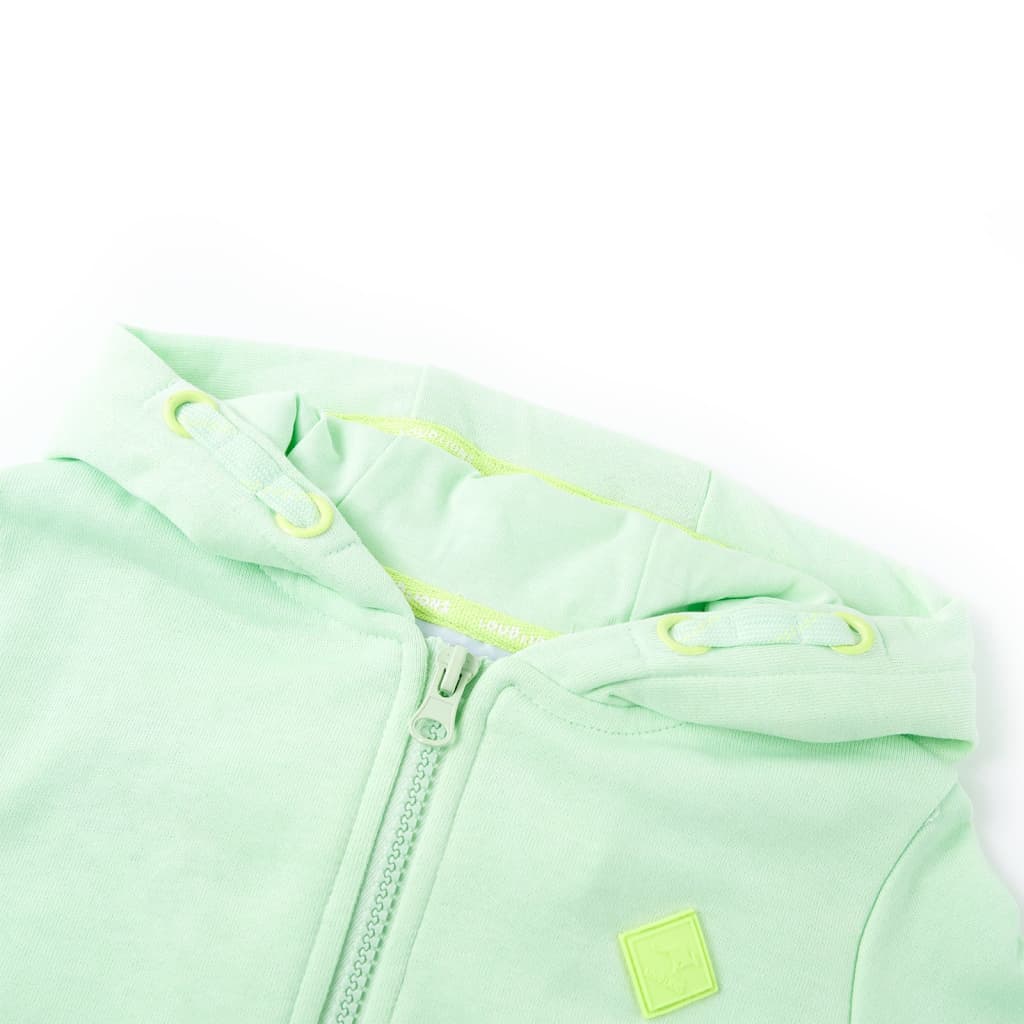 Sweatshirt para criança com capuz e fecho verde-brilhante 128 – Image 3