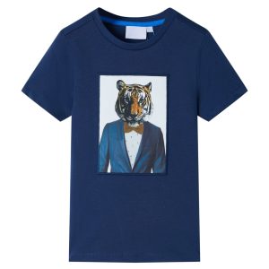 T-shirt de manga curta para criança azul-escuro 92