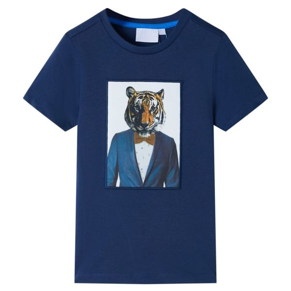 T-shirt de manga curta para criança azul-escuro 92