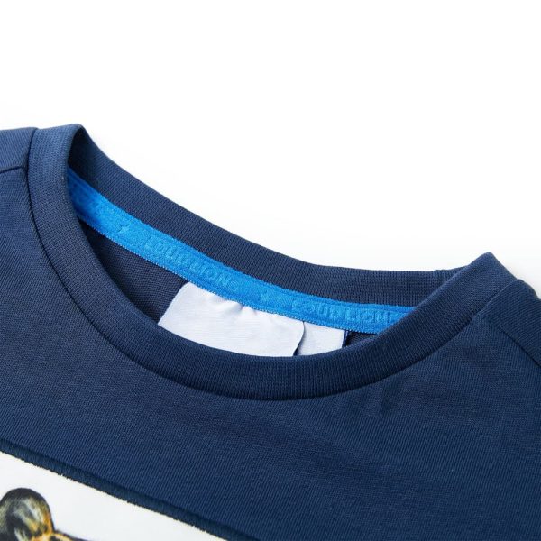 T-shirt de manga curta para criança azul-escuro 128 – Image 3