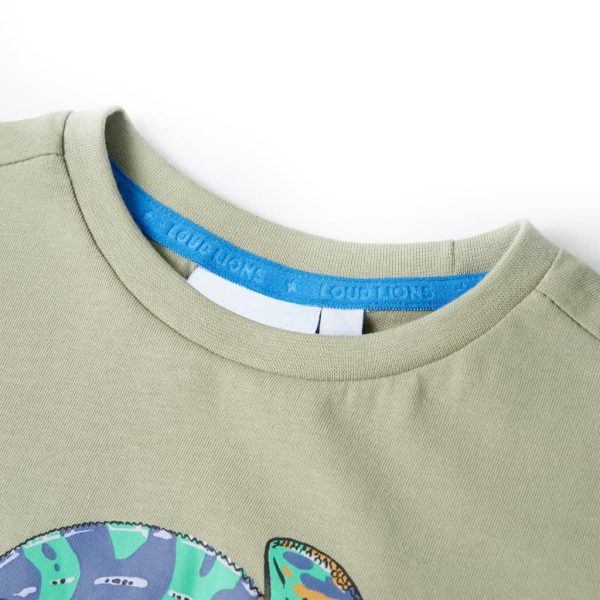 T-shirt de manga curta para criança caqui-claro 92 – Image 3