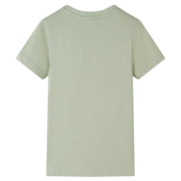 T-shirt de manga curta para criança caqui-claro 140 – Image 2