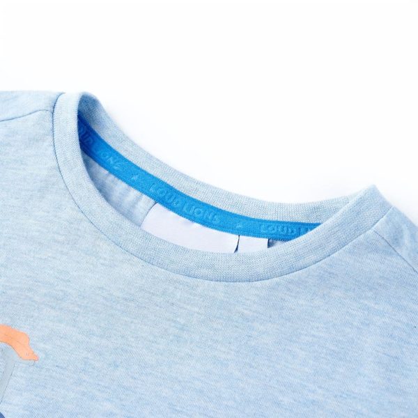 T-shirt para criança azul-suave mesclado 140 – Image 3