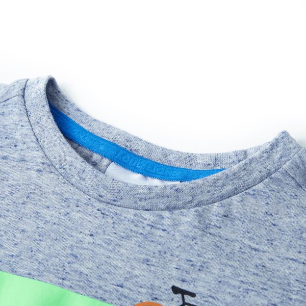 T-shirt de manga curta para criança azul-mesclado 128 – Image 3