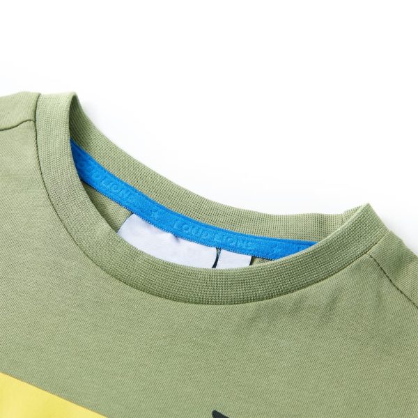 T-shirt de manga curta para criança caqui-claro 104 – Image 3