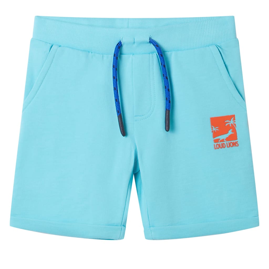 Calções de criança com cordão azul-água 128