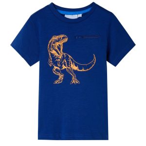 T-shirt de manga curta para criança azul-escuro 116