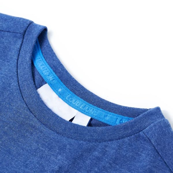 T-shirt para criança azul-escuro mesclado 140 – Image 3
