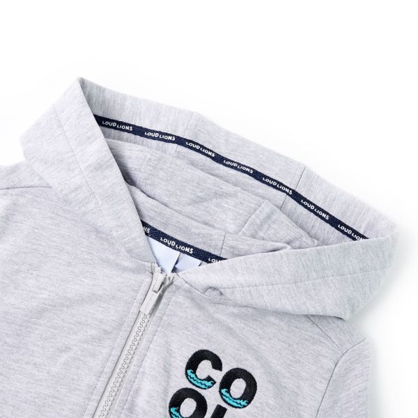 Sweatshirt para criança com capuz e fecho cinzento 92 – Image 3