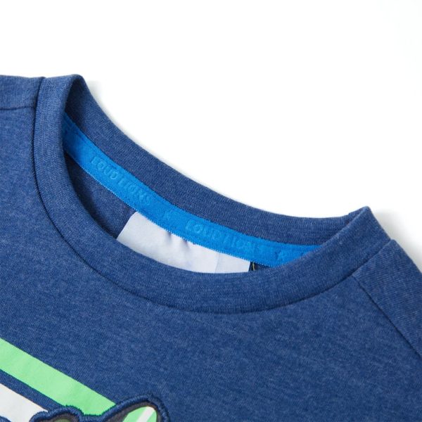 T-shirt para criança azul-escuro mesclado 92 – Image 3