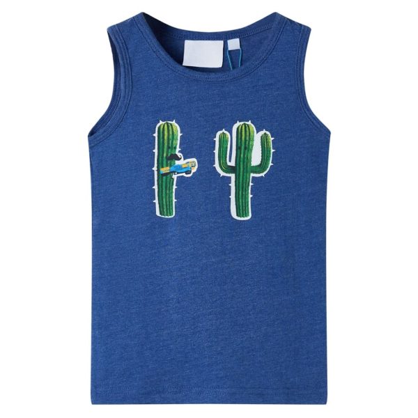 T-shirt de manga cava criança azul-escuro mesclado 116