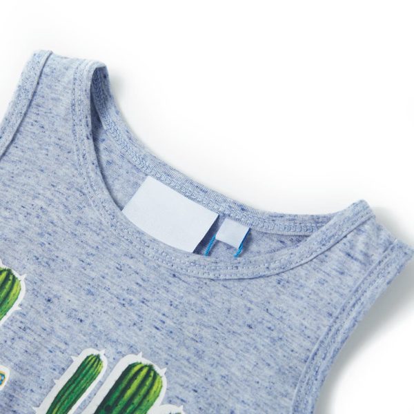 T-shirt de manga cava criança azul-mesclado 128 – Image 3